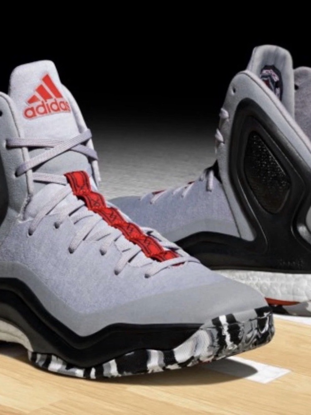 Adidas D Rose 5 Boost Light Onix Mens 9.5 Gray Red C76798 No Box